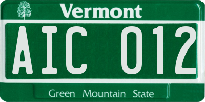 VT license plate AIC012