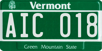 VT license plate AIC018