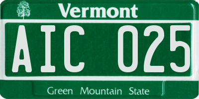 VT license plate AIC025