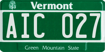 VT license plate AIC027