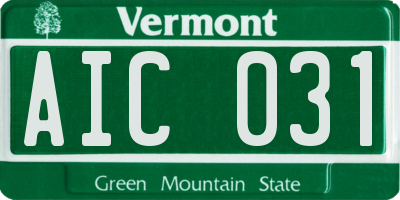 VT license plate AIC031