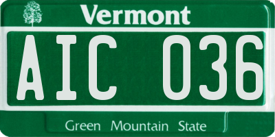 VT license plate AIC036