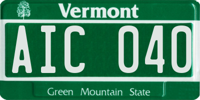 VT license plate AIC040