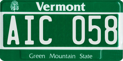 VT license plate AIC058