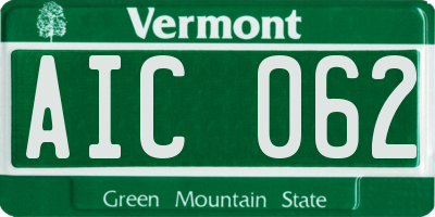 VT license plate AIC062