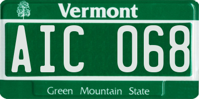 VT license plate AIC068