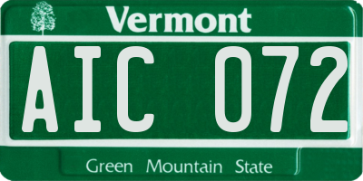 VT license plate AIC072