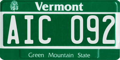 VT license plate AIC092