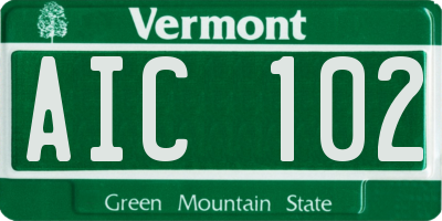 VT license plate AIC102