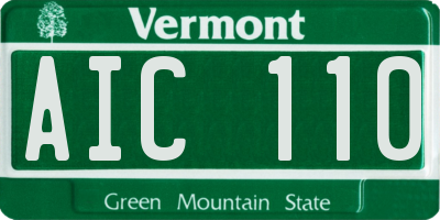 VT license plate AIC110