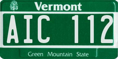 VT license plate AIC112