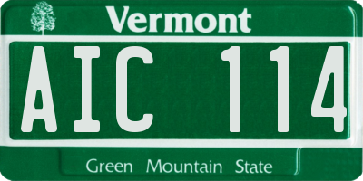VT license plate AIC114