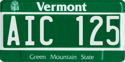 VT license plate AIC125
