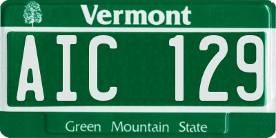 VT license plate AIC129