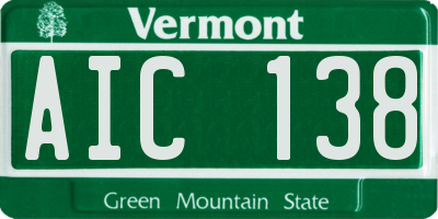 VT license plate AIC138