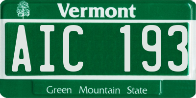 VT license plate AIC193