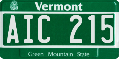 VT license plate AIC215