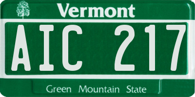 VT license plate AIC217