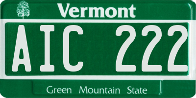 VT license plate AIC222