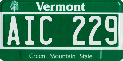 VT license plate AIC229