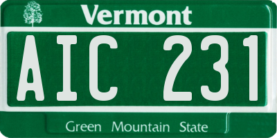 VT license plate AIC231