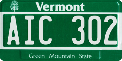 VT license plate AIC302