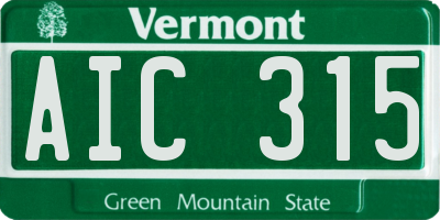 VT license plate AIC315