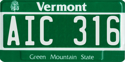VT license plate AIC316