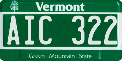 VT license plate AIC322