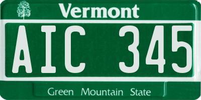 VT license plate AIC345