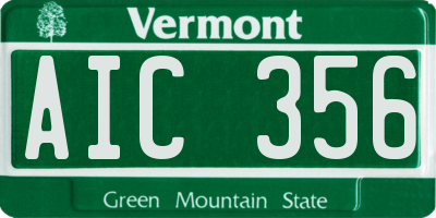 VT license plate AIC356