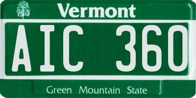 VT license plate AIC360