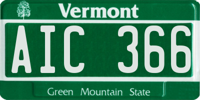 VT license plate AIC366