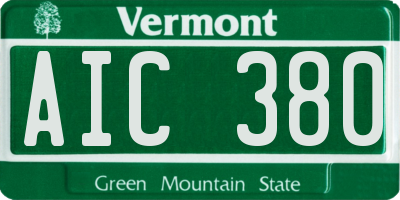 VT license plate AIC380