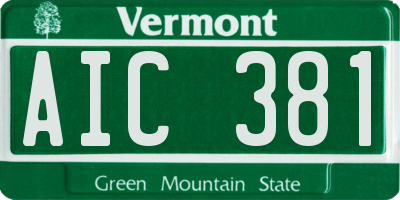 VT license plate AIC381