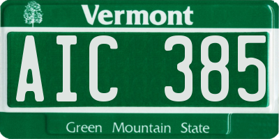 VT license plate AIC385