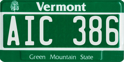 VT license plate AIC386