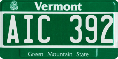 VT license plate AIC392