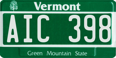 VT license plate AIC398