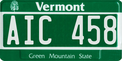 VT license plate AIC458