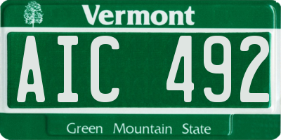 VT license plate AIC492