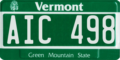 VT license plate AIC498