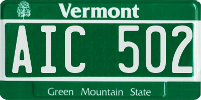VT license plate AIC502