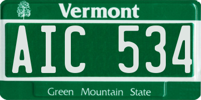VT license plate AIC534