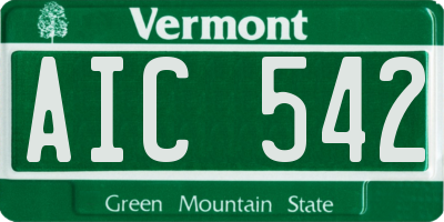 VT license plate AIC542