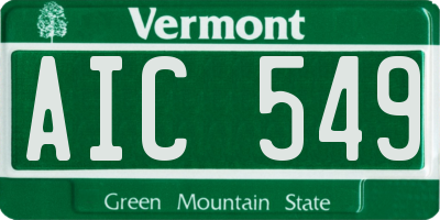 VT license plate AIC549