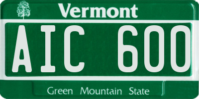VT license plate AIC600