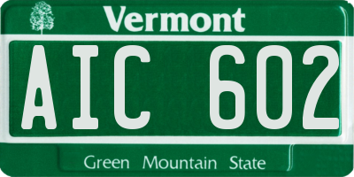 VT license plate AIC602