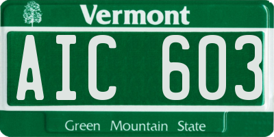 VT license plate AIC603