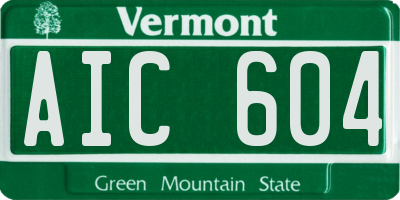 VT license plate AIC604